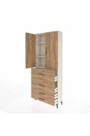 Arges Dolap 3 Raflı 4 Çekmeceli 2 Kapaklı 88x30x221 Aytaşı-Çam