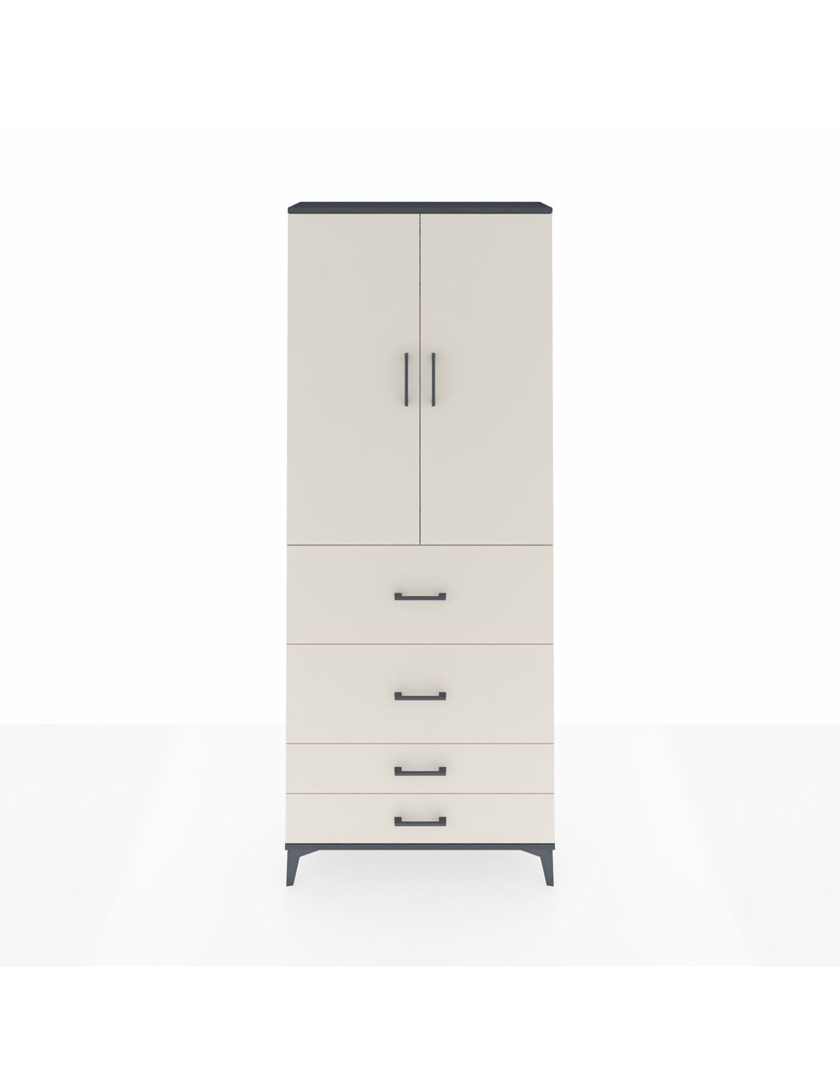 Arges Dolap 3 Raflı 4 Çekmeceli 2 Kapaklı 88x30x221 Antrasit-Aytaşı