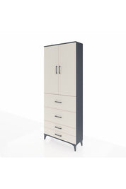Arges Dolap 3 Raflı 4 Çekmeceli 2 Kapaklı 88x30x221 Antrasit-Aytaşı