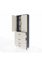 Arges Dolap 3 Raflı 4 Çekmeceli 2 Kapaklı 88x30x221 Antrasit-Aytaşı