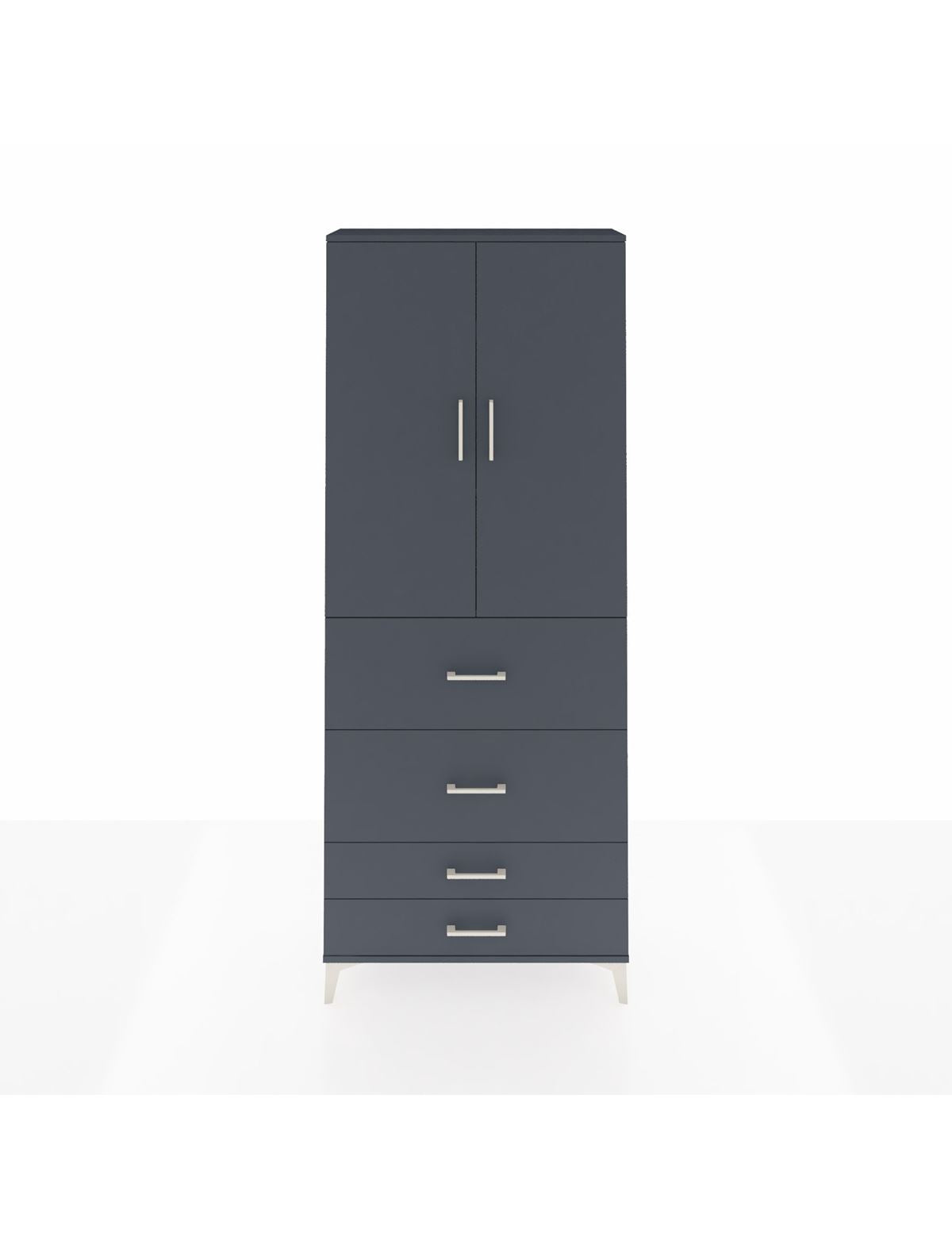 Arges Dolap 3 Raflı 4 Çekmeceli 2 Kapaklı 88x30x221 Antrasit-Antrasit