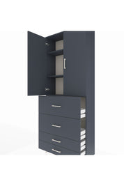 Arges Dolap 3 Raflı 4 Çekmeceli 2 Kapaklı 88x30x221 Antrasit-Antrasit