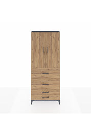 Arges Dolap 3 Raflı 4 Çekmeceli 2 Kapaklı 88x30x221 Antrasit-Çam