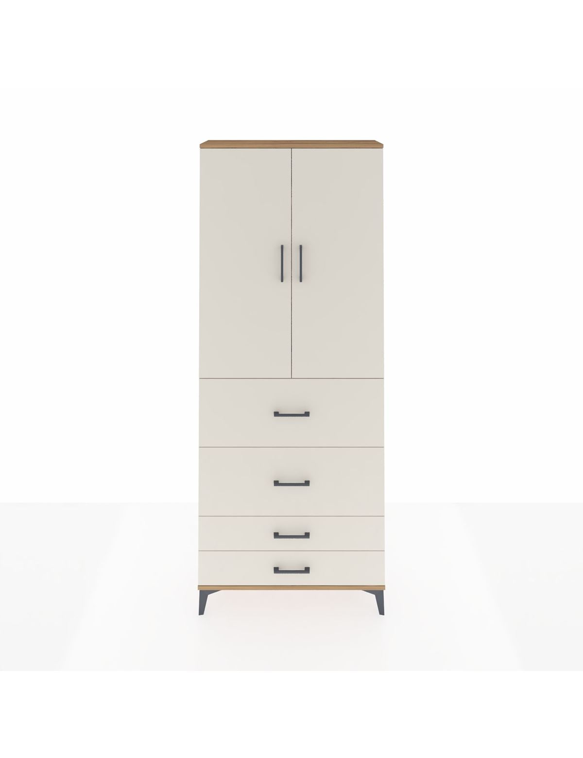 Arges Dolap 3 Raflı 4 Çekmeceli 2 Kapaklı 88x30x221 Çam-Aytaşı