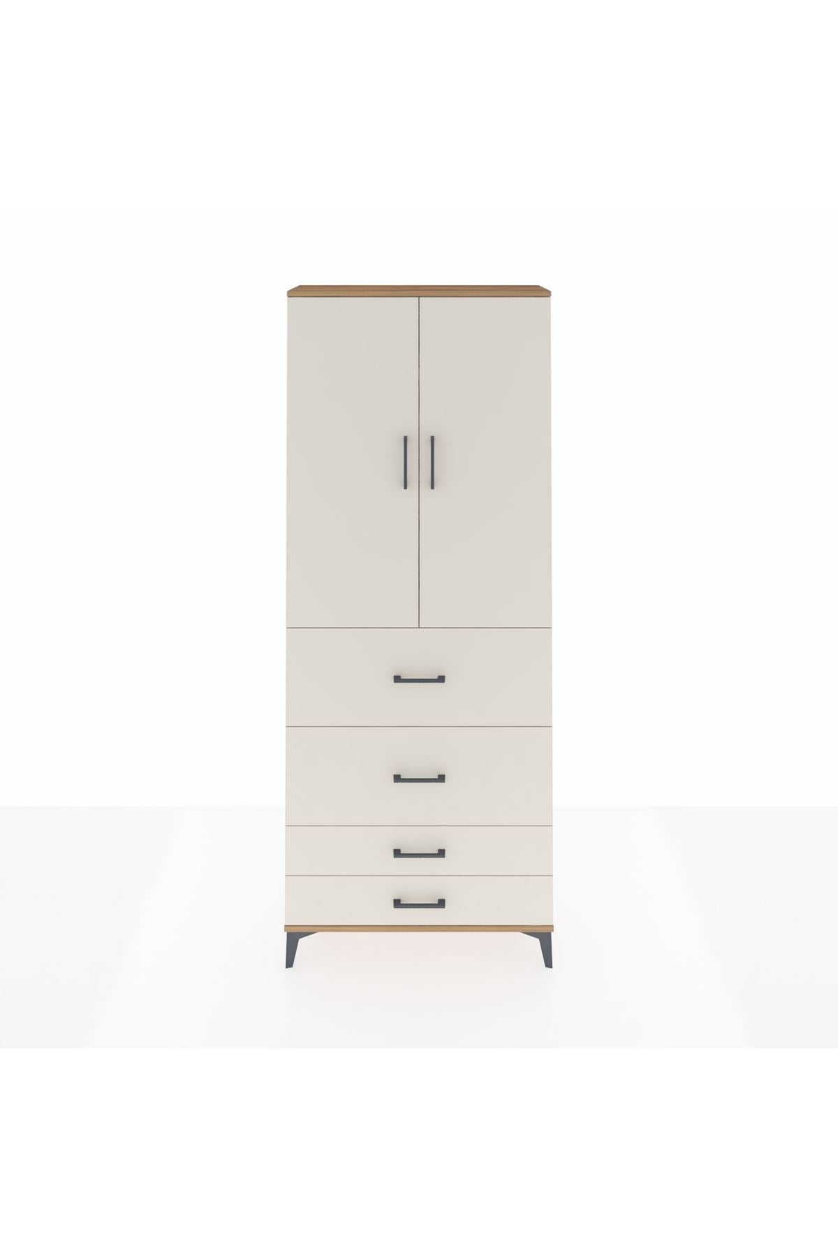 Arges Dolap 3 Raflı 4 Çekmeceli 2 Kapaklı 88x30x221 Çam-Aytaşı