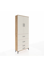 Arges Dolap 3 Raflı 4 Çekmeceli 2 Kapaklı 88x30x221 Çam-Aytaşı