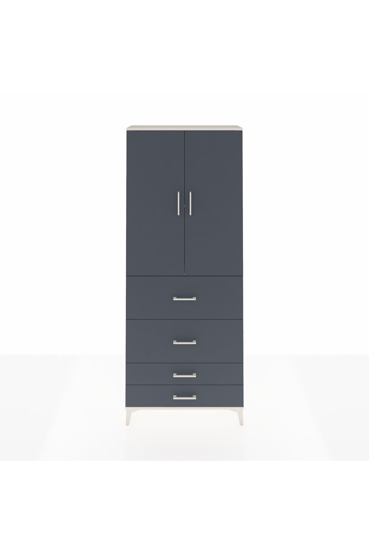 Arges Dolap 2 Raflı 4 Çekmeceli 2 Kapaklı 88x30x221 Aytaşı-Antrasit