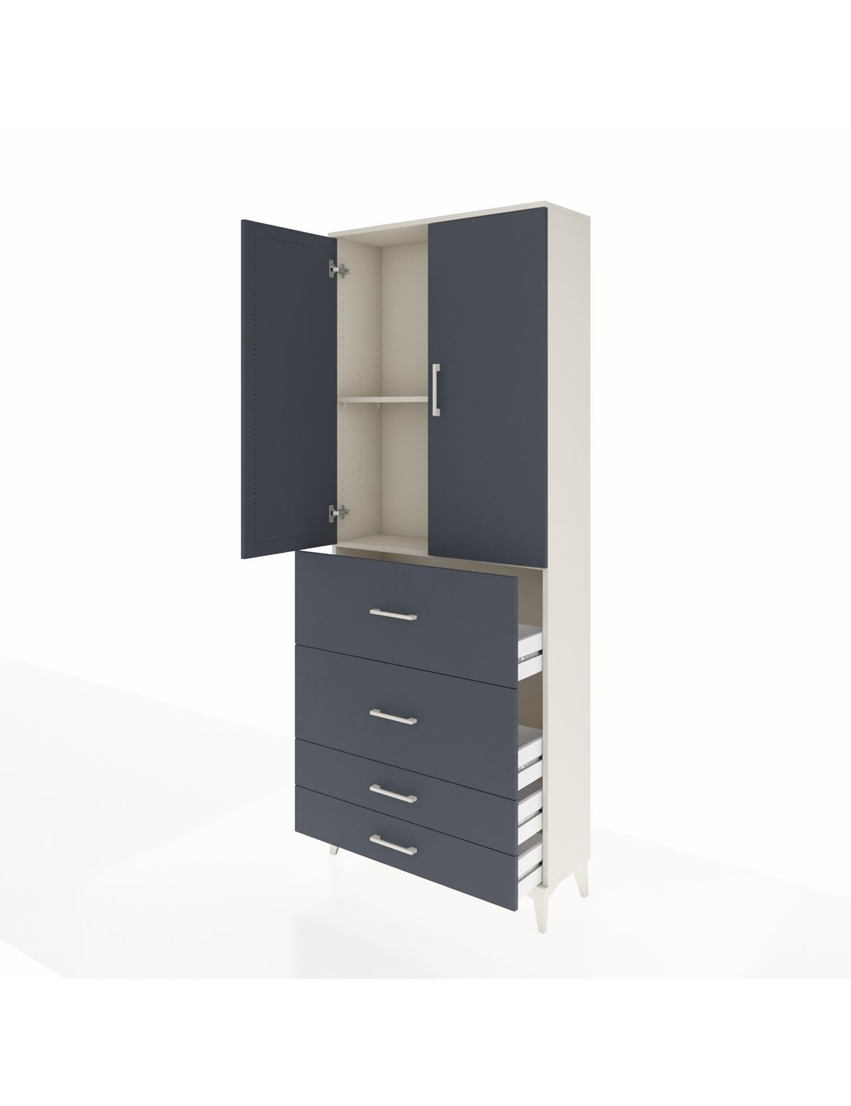 Arges Dolap 2 Raflı 4 Çekmeceli 2 Kapaklı 88x30x221 - S30M143V2A