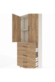 Arges Dolap 2 Raflı 4 Çekmeceli 2 Kapaklı 88x30x221 Aytaşı-Çam