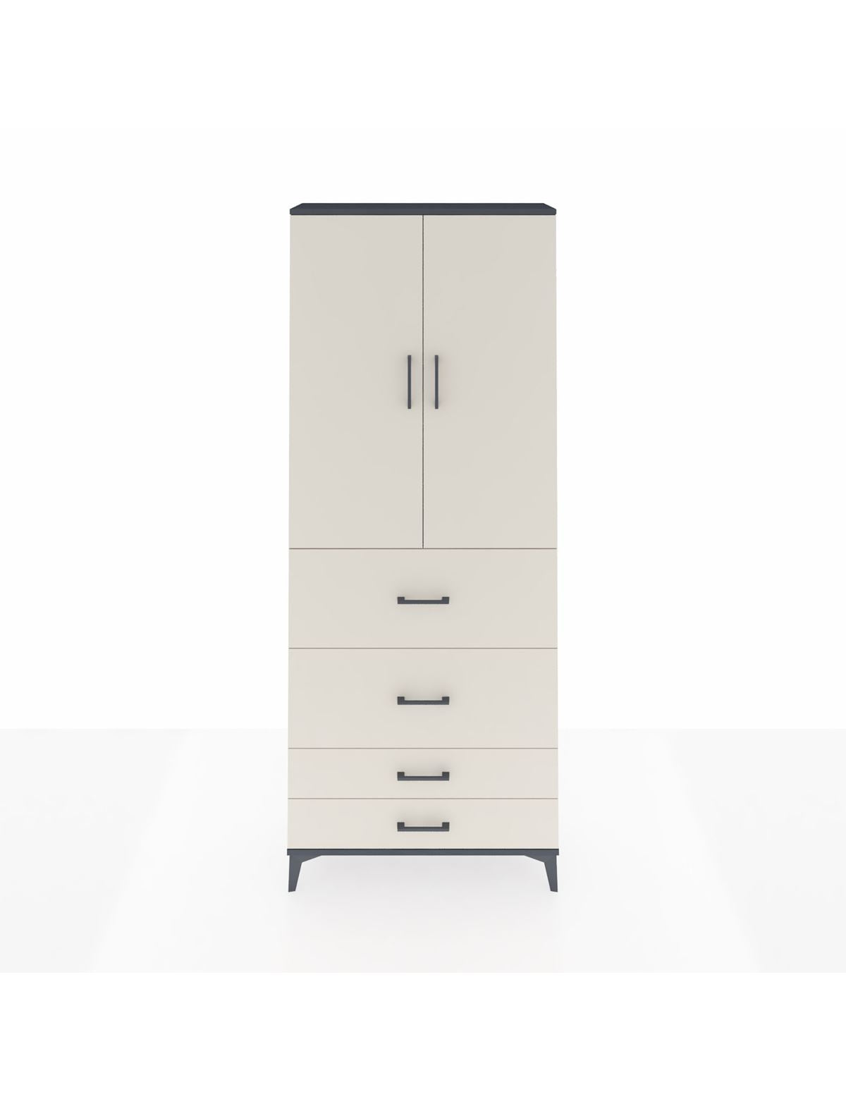 Arges Dolap 2 Raflı 4 Çekmeceli 2 Kapaklı 88x30x221 Antrasit-Aytaşı