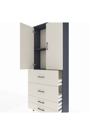 Arges Dolap 2 Raflı 4 Çekmeceli 2 Kapaklı 88x30x221 Antrasit-Aytaşı