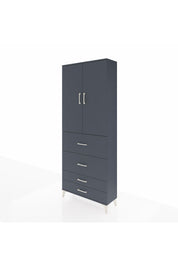 Arges Dolap 2 Raflı 4 Çekmeceli 2 Kapaklı 88x30x221 Antrasit-Antrasit