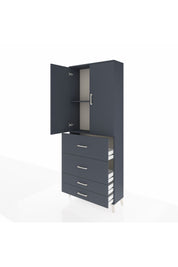 Arges Dolap 2 Raflı 4 Çekmeceli 2 Kapaklı 88x30x221 Antrasit-Antrasit