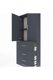 Arges Dolap 2 Raflı 4 Çekmeceli 2 Kapaklı 88x30x221 Antrasit-Antrasit