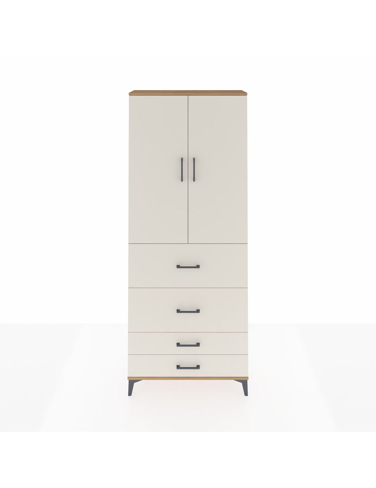 Arges Dolap 2 Raflı 4 Çekmeceli 2 Kapaklı 88x30x221 Çam-Aytaşı