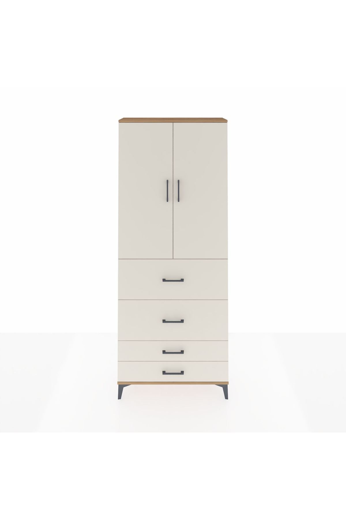 Arges Dolap 2 Raflı 4 Çekmeceli 2 Kapaklı 88x30x221 Çam-Aytaşı