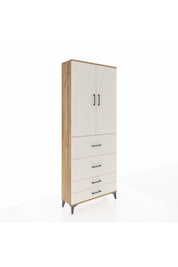 Arges Dolap 2 Raflı 4 Çekmeceli 2 Kapaklı 88x30x221 Çam-Aytaşı