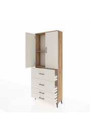 Arges Dolap 2 Raflı 4 Çekmeceli 2 Kapaklı 88x30x221 Çam-Aytaşı