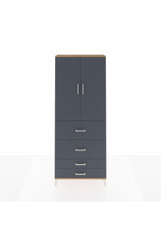 Arges Dolap 2 Raflı 4 Çekmeceli 2 Kapaklı 88x30x221 Çam-Antrasit