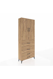 Arges Dolap 2 Raflı 4 Çekmeceli 2 Kapaklı 88x30x221 Çam-Çam