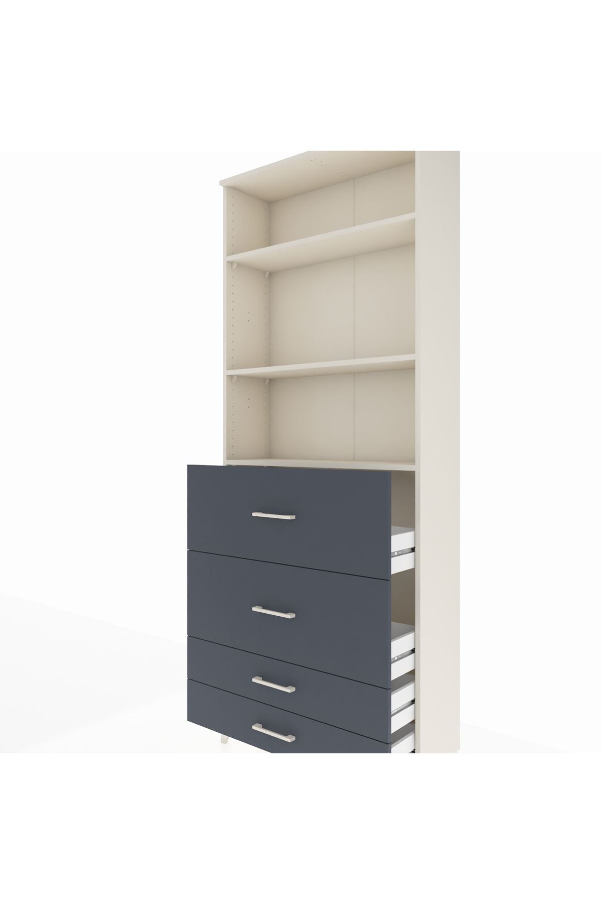 Arges Dolap 3 Raflı 4 Çekmeceli 88x30x221 Aytaşı-Antrasit