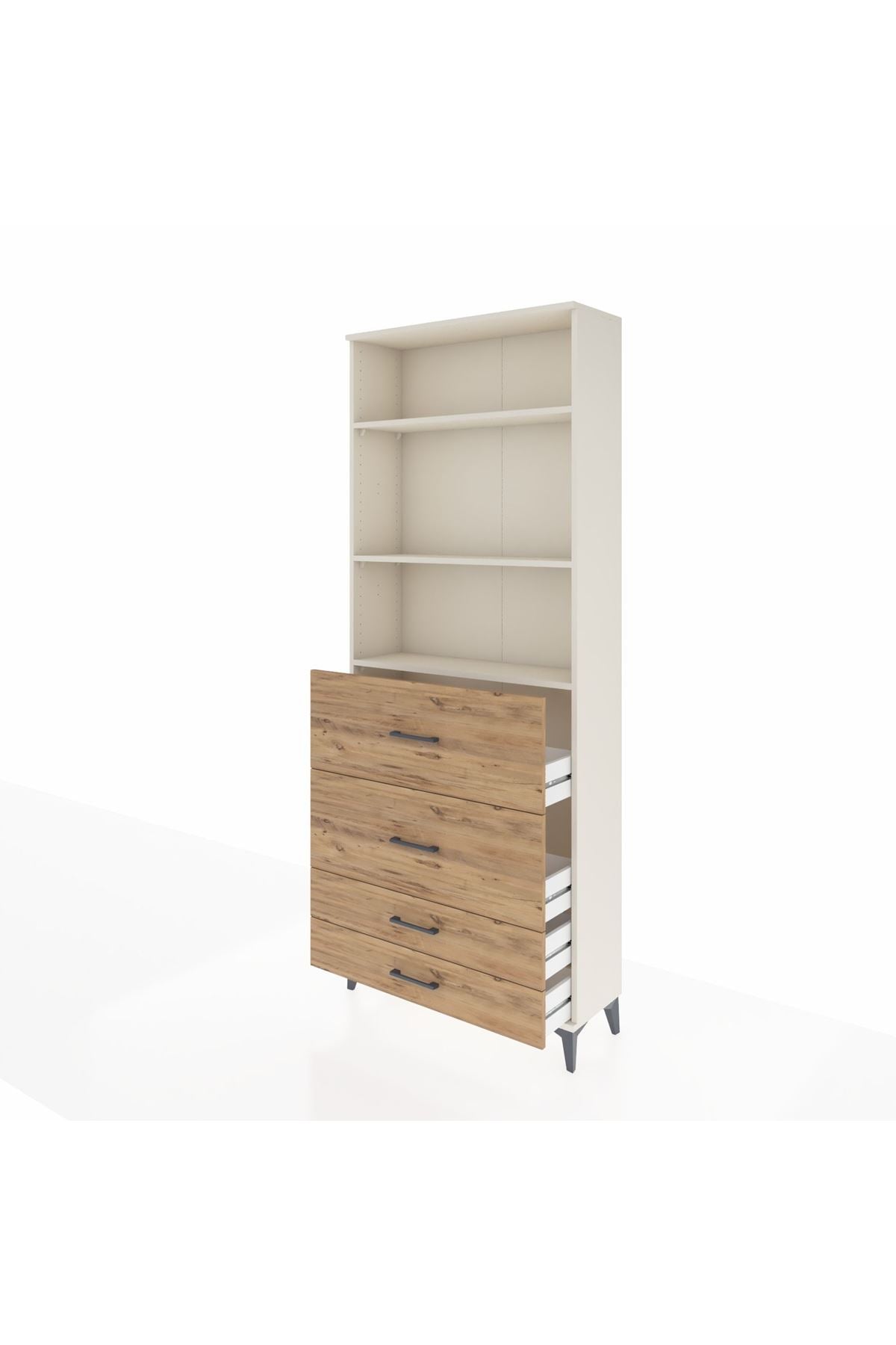 Arges Dolap 3 Raflı 4 Çekmeceli 88x30x221 Aytaşı-Çam