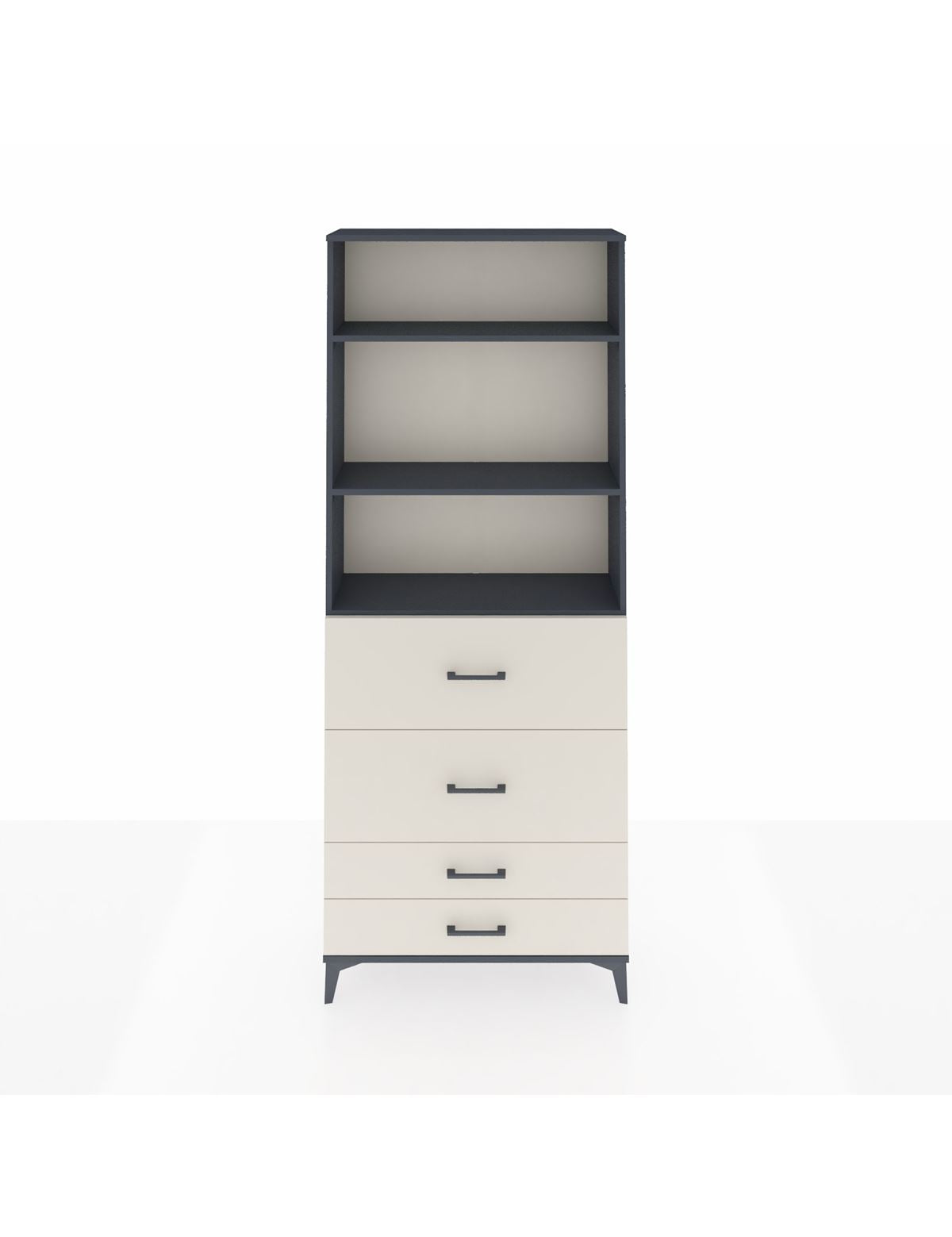 Arges Dolap 3 Raflı 4 Çekmeceli 88x30x221 Antrasit-Aytaşı