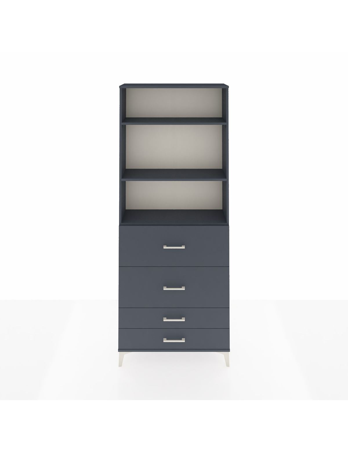 Arges Dolap 3 Raflı 4 Çekmeceli 88x30x221 Antrasit-Antrasit