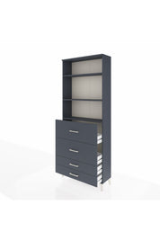 Arges Dolap 3 Raflı 4 Çekmeceli 88x30x221 Antrasit-Antrasit