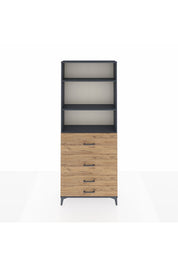 Arges Dolap 3 Raflı 4 Çekmeceli 88x30x221 Antrasit-Çam