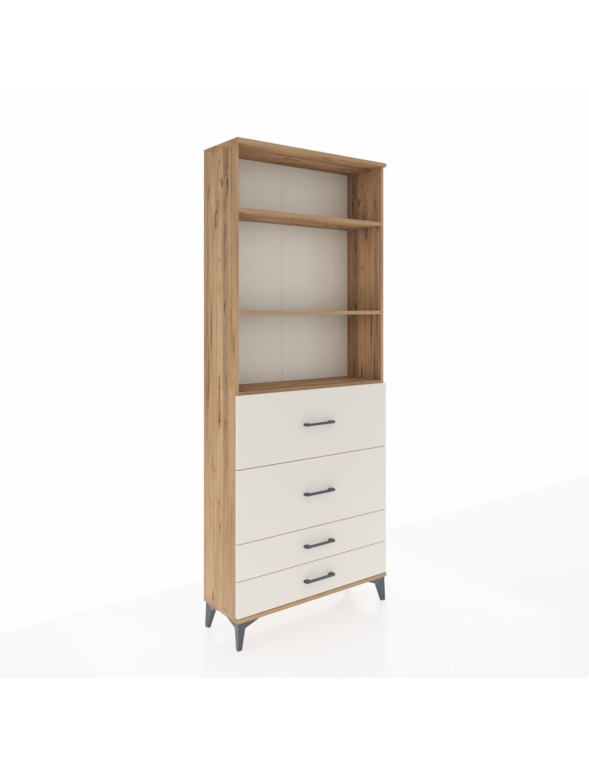 Arges Dolap 3 Raflı 4 Çekmeceli 88x30x221 Çam-Aytaşı