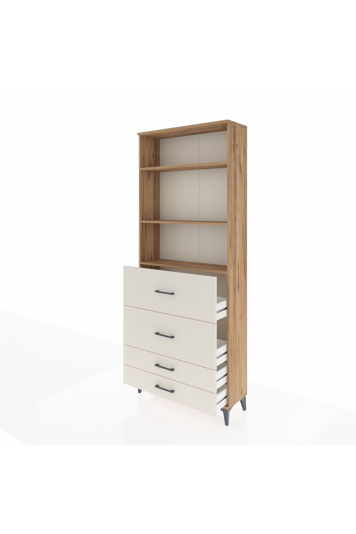 Arges Dolap 3 Raflı 4 Çekmeceli 88x30x221 Çam-Aytaşı