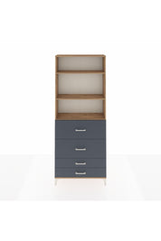 Arges Dolap 3 Raflı 4 Çekmeceli 88x30x221 Çam-Antrasit