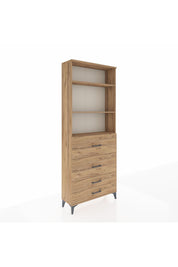 Arges Dolap 3 Raflı 4 Çekmeceli 88x30x221 Çam-Çam