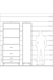 Arges Dolap 3 Raflı 4 Çekmeceli 88x30x221 Çam-Çam