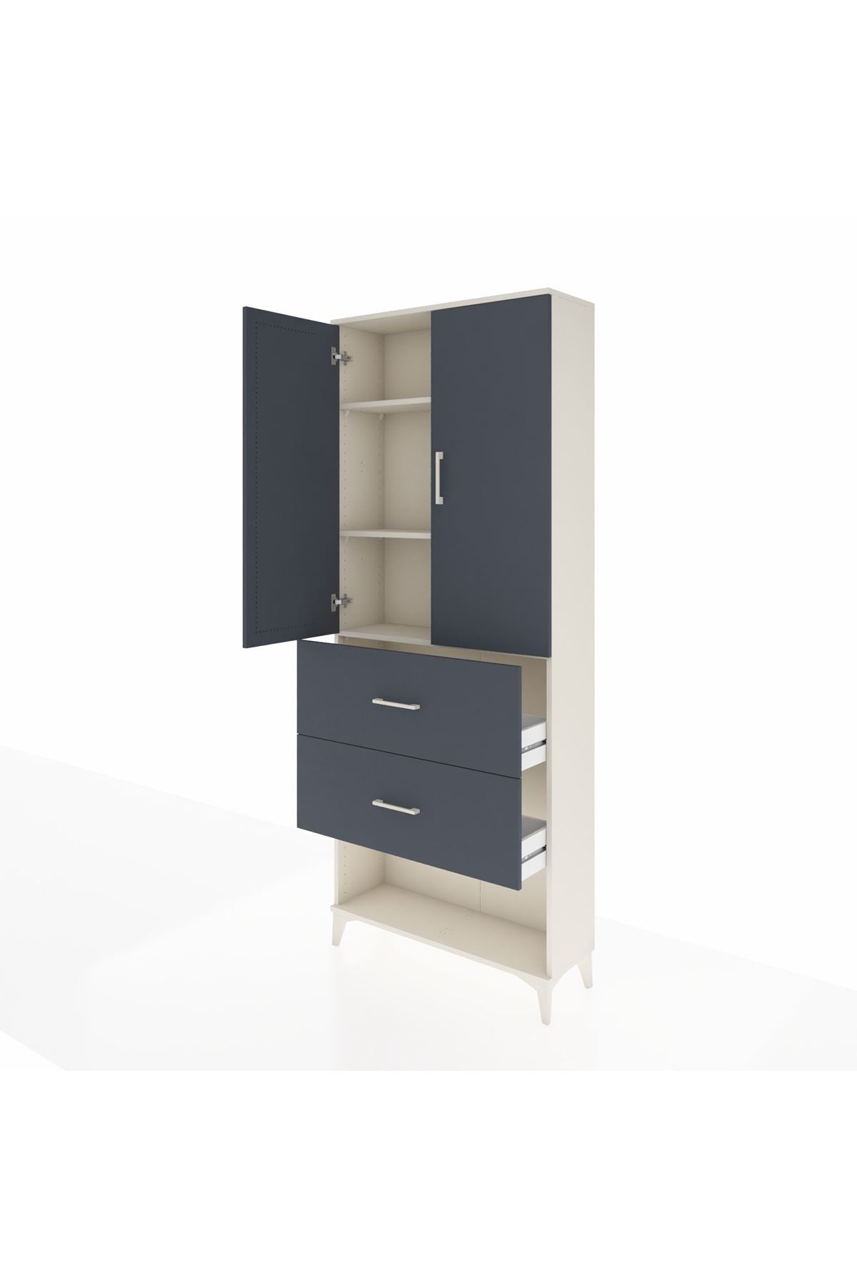 Arges Dolap 3 Raflı 2 Çekmeceli 2 Kapaklı 88x30x221 Aytaşı-Antrasit