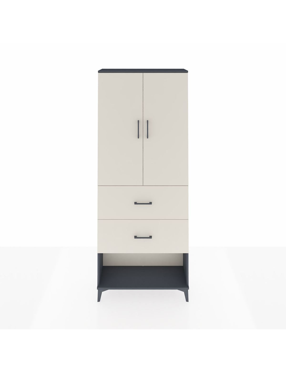 Arges Dolap 3 Raflı 2 Çekmeceli 2 Kapaklı 88x30x221 Antrasit-Aytaşı