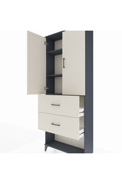 Arges Dolap 3 Raflı 2 Çekmeceli 2 Kapaklı 88x30x221 Antrasit-Aytaşı