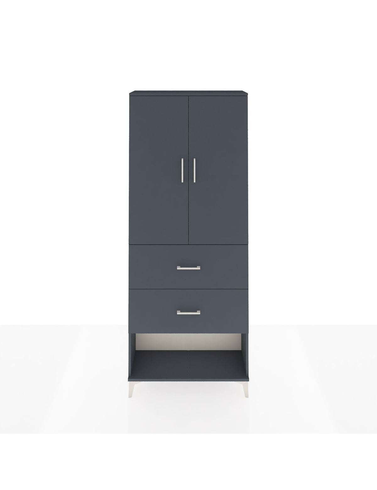 Arges Dolap 3 Raflı 2 Çekmeceli 2 Kapaklı 88x30x221 Antrasit-Antrasit