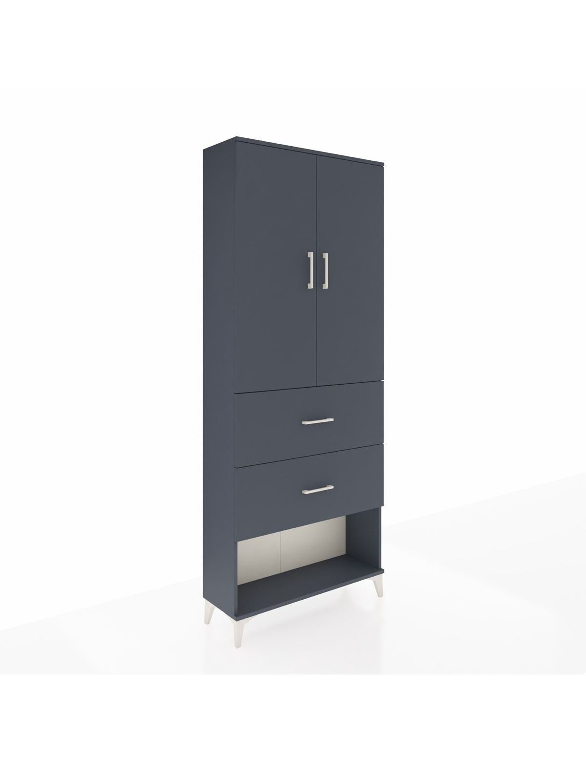 Arges Dolap 3 Raflı 2 Çekmeceli 2 Kapaklı 88x30x221 Antrasit-Antrasit