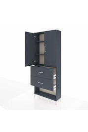 Arges Dolap 3 Raflı 2 Çekmeceli 2 Kapaklı 88x30x221 Antrasit-Antrasit