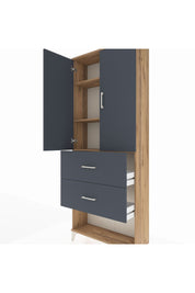 Arges Dolap 3 Raflı 2 Çekmeceli 2 Kapaklı 88x30x221 Çam-Antrasit