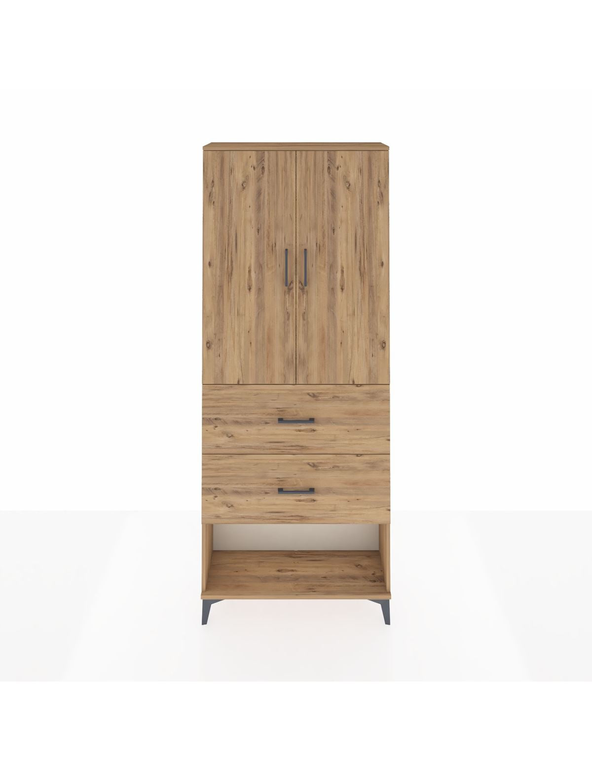 Arges Dolap 3 Raflı 2 Çekmeceli 2 Kapaklı 88x30x221 Çam-Çam