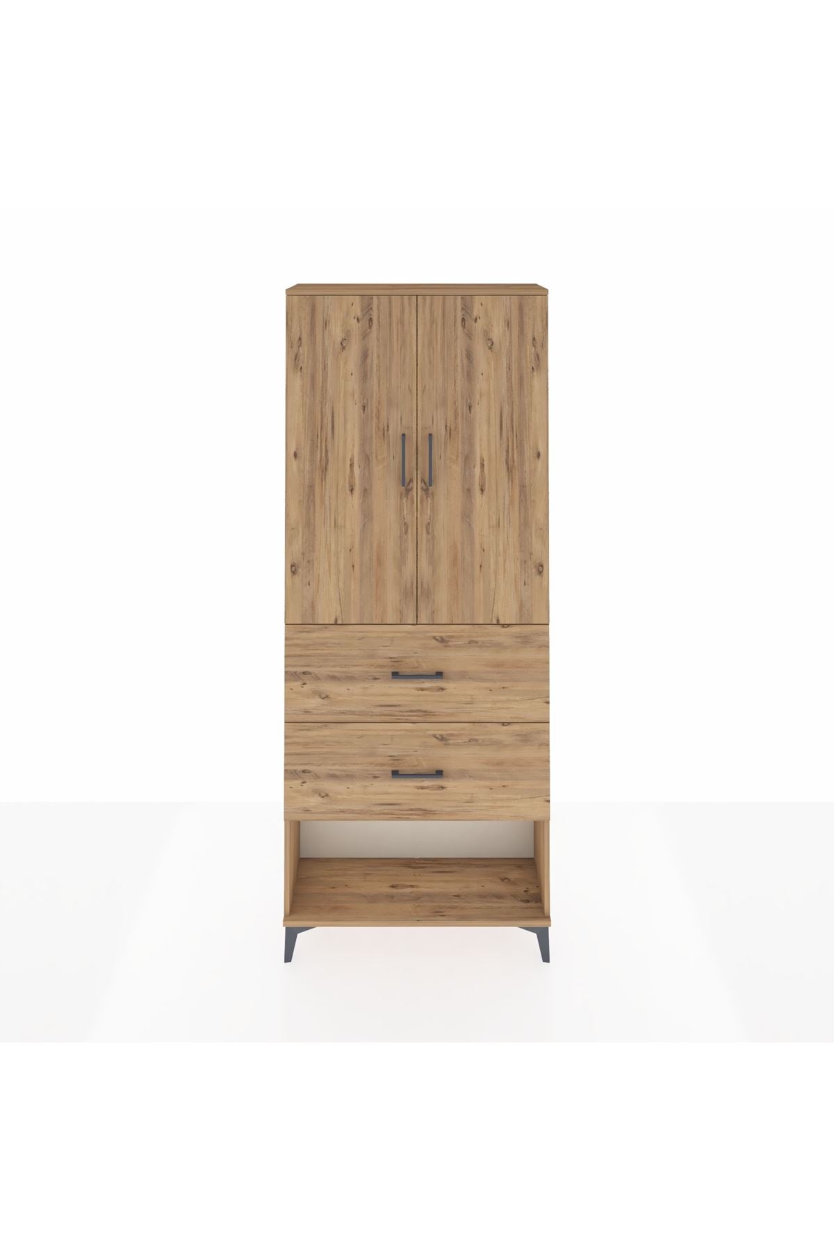 Arges Dolap 3 Raflı 2 Çekmeceli 2 Kapaklı 88x30x221 Çam-Çam