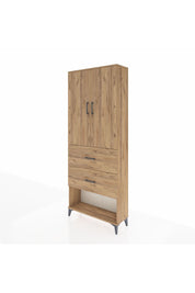 Arges Dolap 3 Raflı 2 Çekmeceli 2 Kapaklı 88x30x221 Çam-Çam