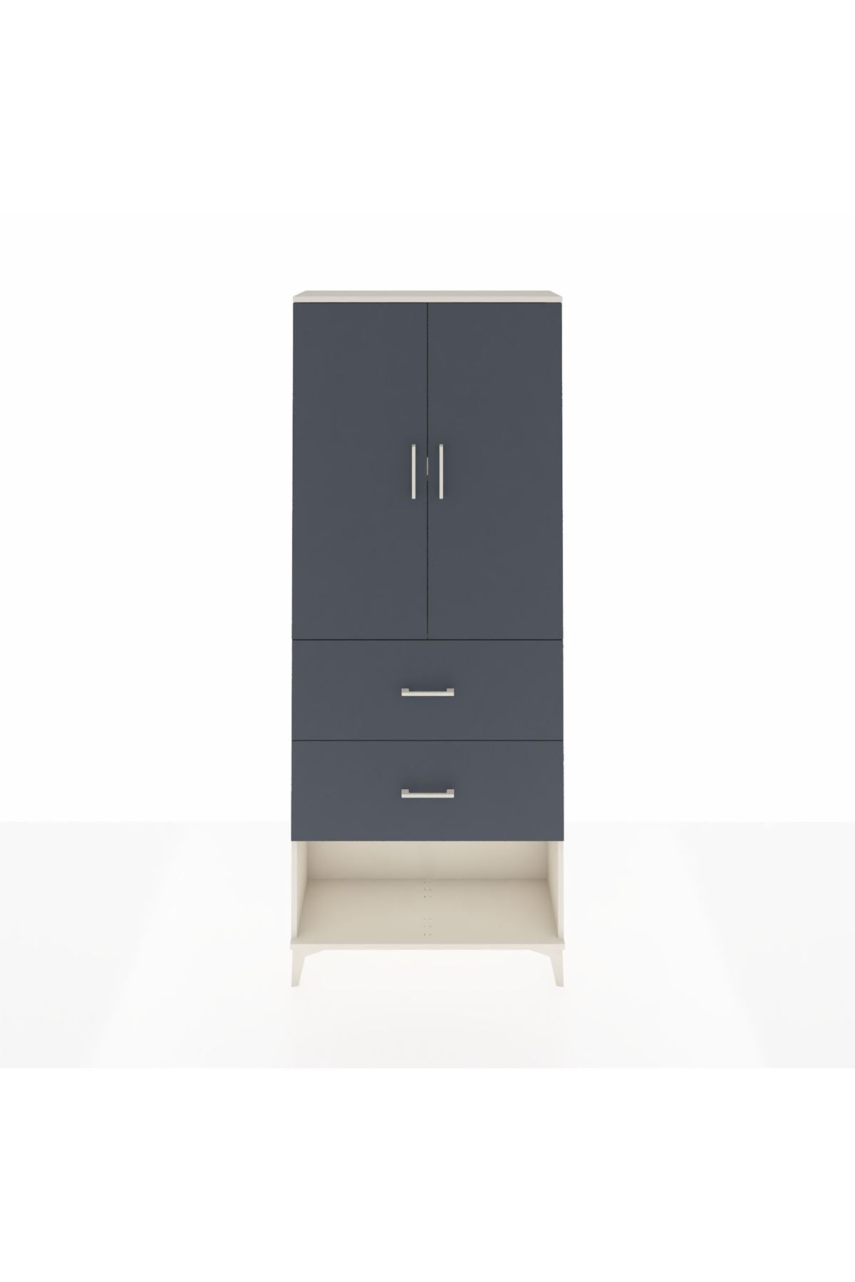 Arges Dolap 2 Raflı 2 Çekmeceli 2 Kapaklı 88x30x221 Aytaşı-Antrasit