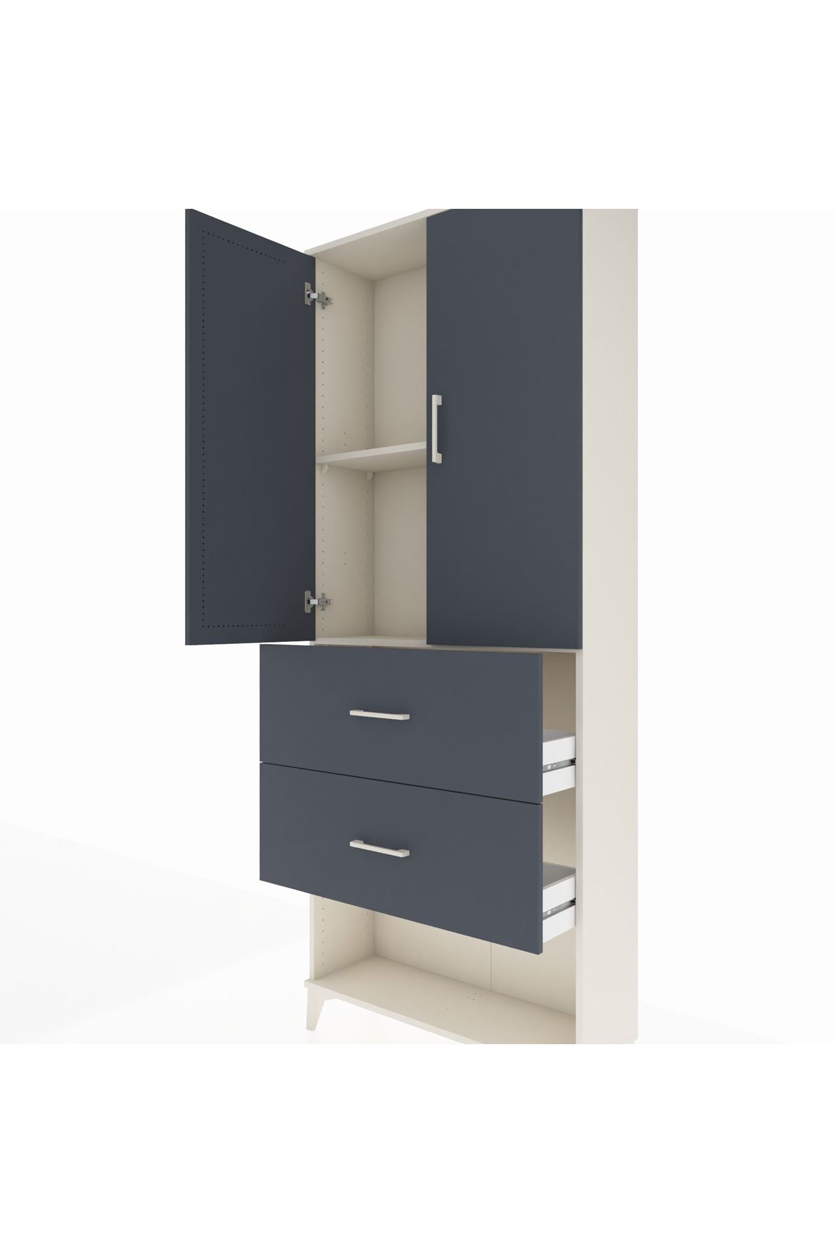 Arges Dolap 2 Raflı 2 Çekmeceli 2 Kapaklı 88x30x221 Aytaşı-Antrasit