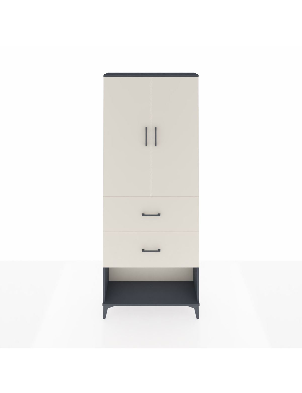 Arges Dolap 2 Raflı 2 Çekmeceli 2 Kapaklı 88x30x221 Antrasit-Aytaşı