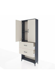 Arges Dolap 2 Raflı 2 Çekmeceli 2 Kapaklı 88x30x221 Antrasit-Aytaşı