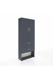 Arges Dolap 2 Raflı 2 Çekmeceli 2 Kapaklı 88x30x221 Antrasit-Antrasit